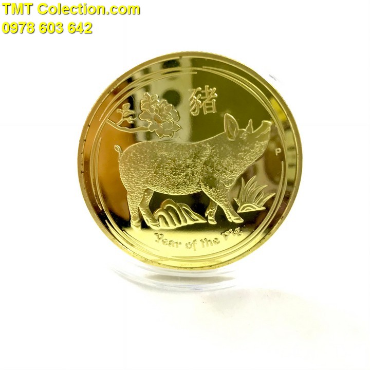 Tiền xu hình con heo Úc mạ Vàng - TMT Collection.com