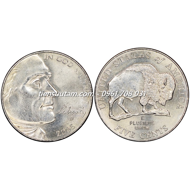 Xu USA - Mỹ 5 Cents 2005 (Hành trình về phía Tây, Bison)