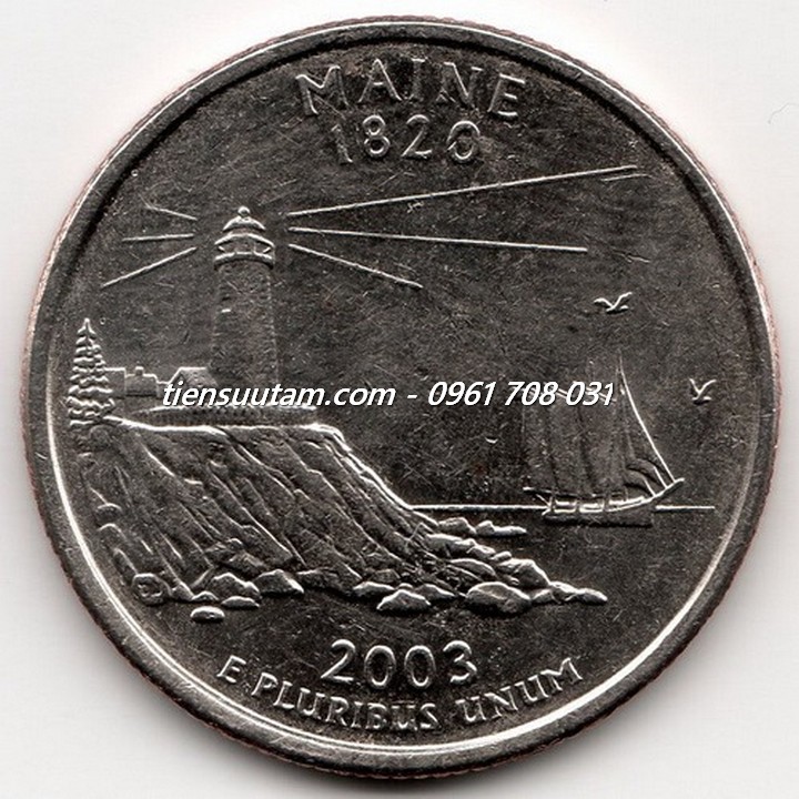 Mặt Sau Xu USA - Mỹ Bang Maine 1/4 Dollar 2003