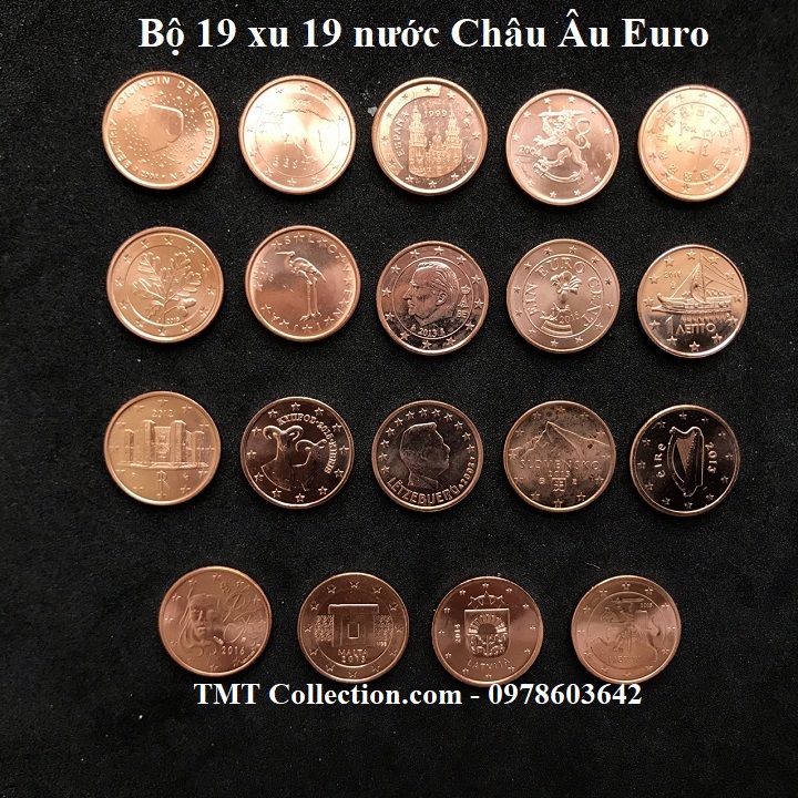 Bộ 19 xu 19 nước Châu Âu Euro - TMT Collection.com