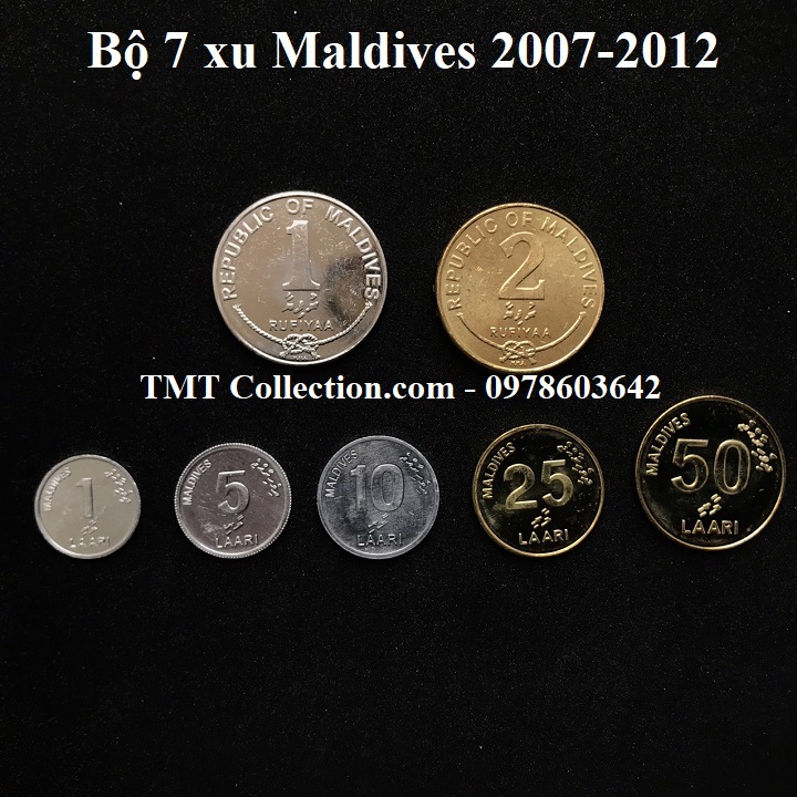 Bộ 7 xu Maldives 2007-2012 - TMT Collection.com