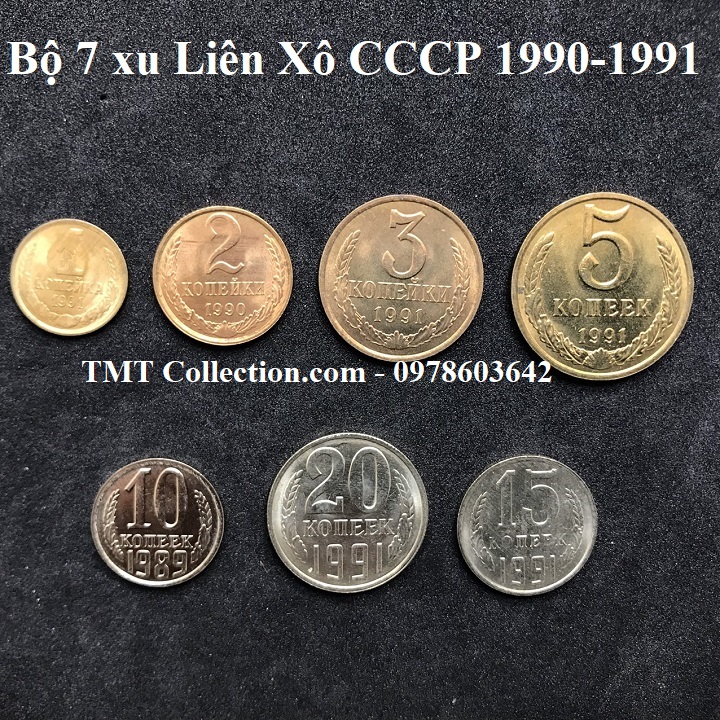 Bộ 7 xu Liên Xô CCCP 1990-1991 - TMT Collection.com