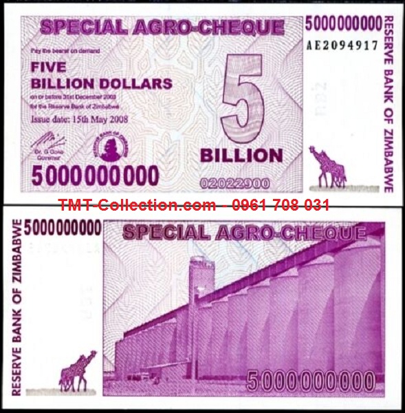 Zimbabwe 5 tỷ Dollar 2008 UNC