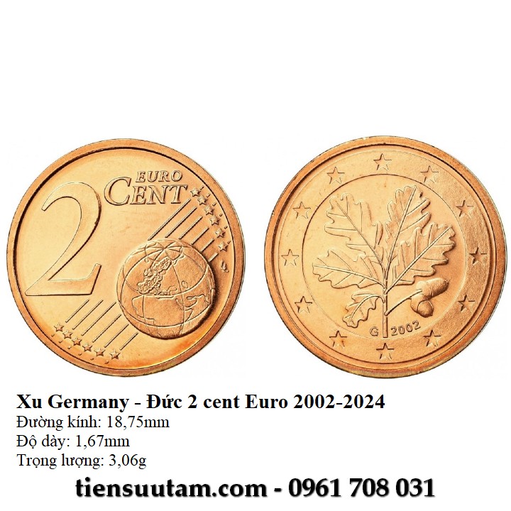 Xu Germany - Đức 2 Cent Euro 2002-2024