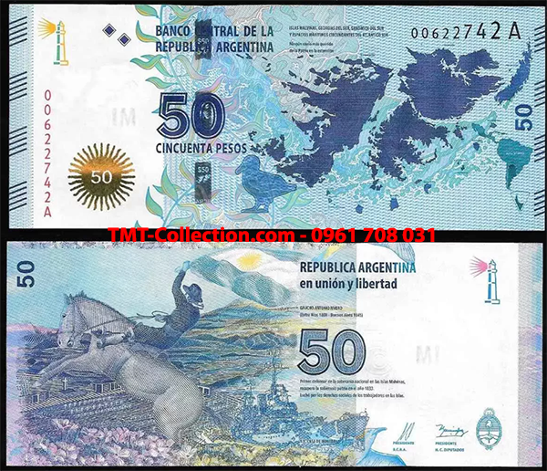 Argentina 50 peos 2015 UNC (tờ)