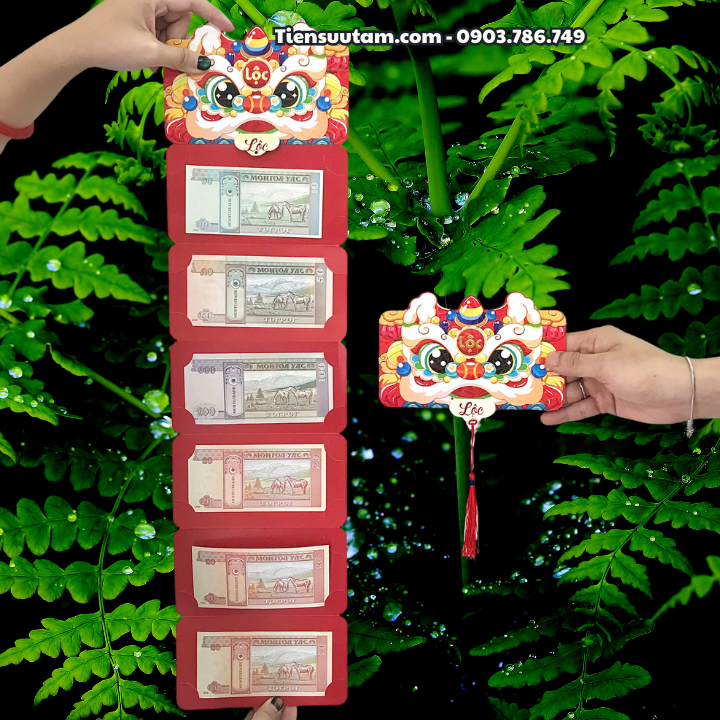 Bao Lì Xì Thần Tài Hoặc Bao Lì Xì Đầu Lân 6 Tờ Mã Đáo Thành Công Mông Cổ