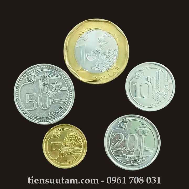 Mặt Trước Bộ 5 Xu Singapore