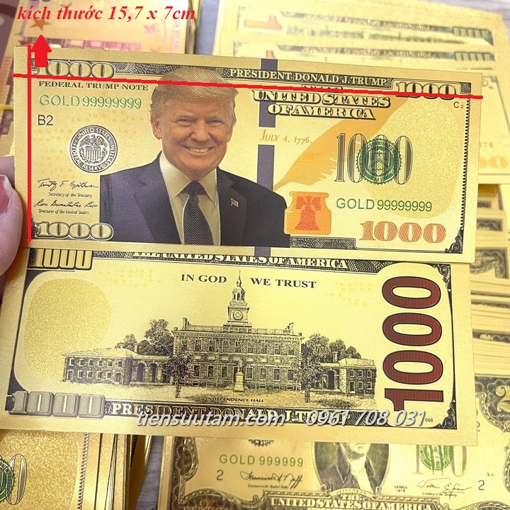 Tiền 1000 USD Donald Trump mạ vàng