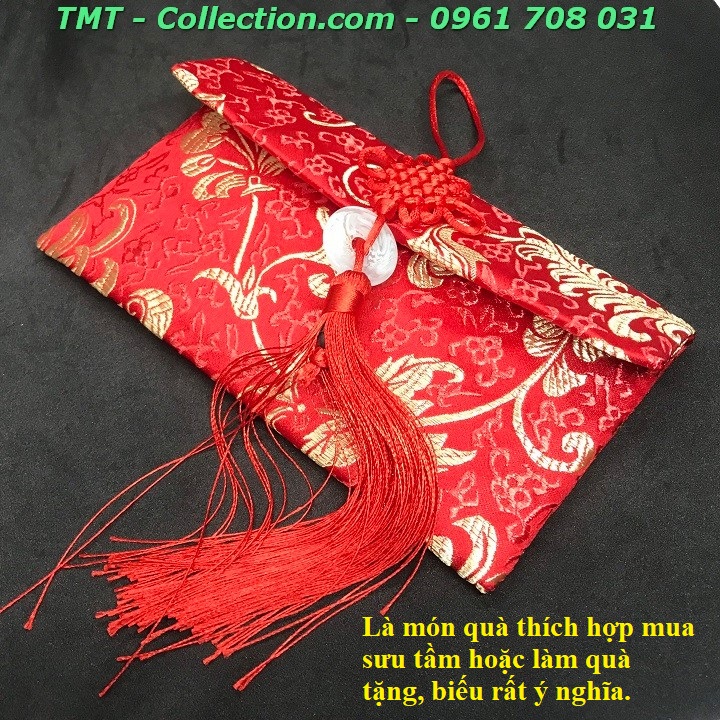 Túi gấm đỏ dây treo đựng tiền lì xì - TMT Collection.com