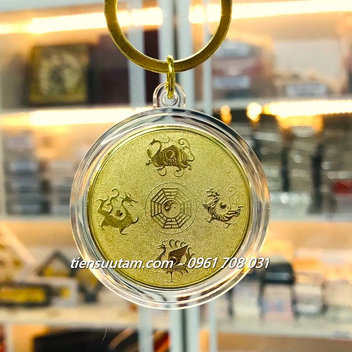 Mặt Sau Móc Khoá Xu Phong Thuỷ Tứ Tượng Huyền Vũ Vàng In Màu