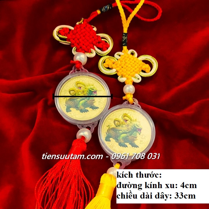 Kích Thước Dây Treo Ô Tô Xu Phong Thuỷ Tứ Tượng Huyền Vũ Vàng In Màu
