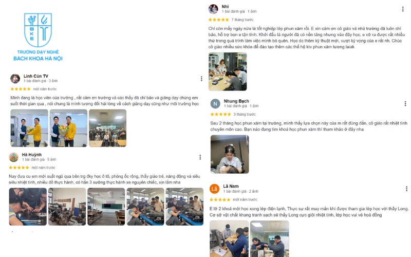 Đánh giá tích cực của học viên dành cho Trường Dạy Nghề Bách Khoa Hà Nội