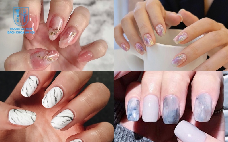 Nail loang vân đá là một trong những mẫu nail kỷ yếu nổi bật