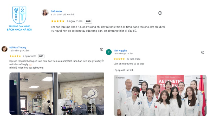 Phản hồi của học viên về chất lượng đào tạo ngành spa của Trường Dạy Nghề Bách Khoa Hà Nội