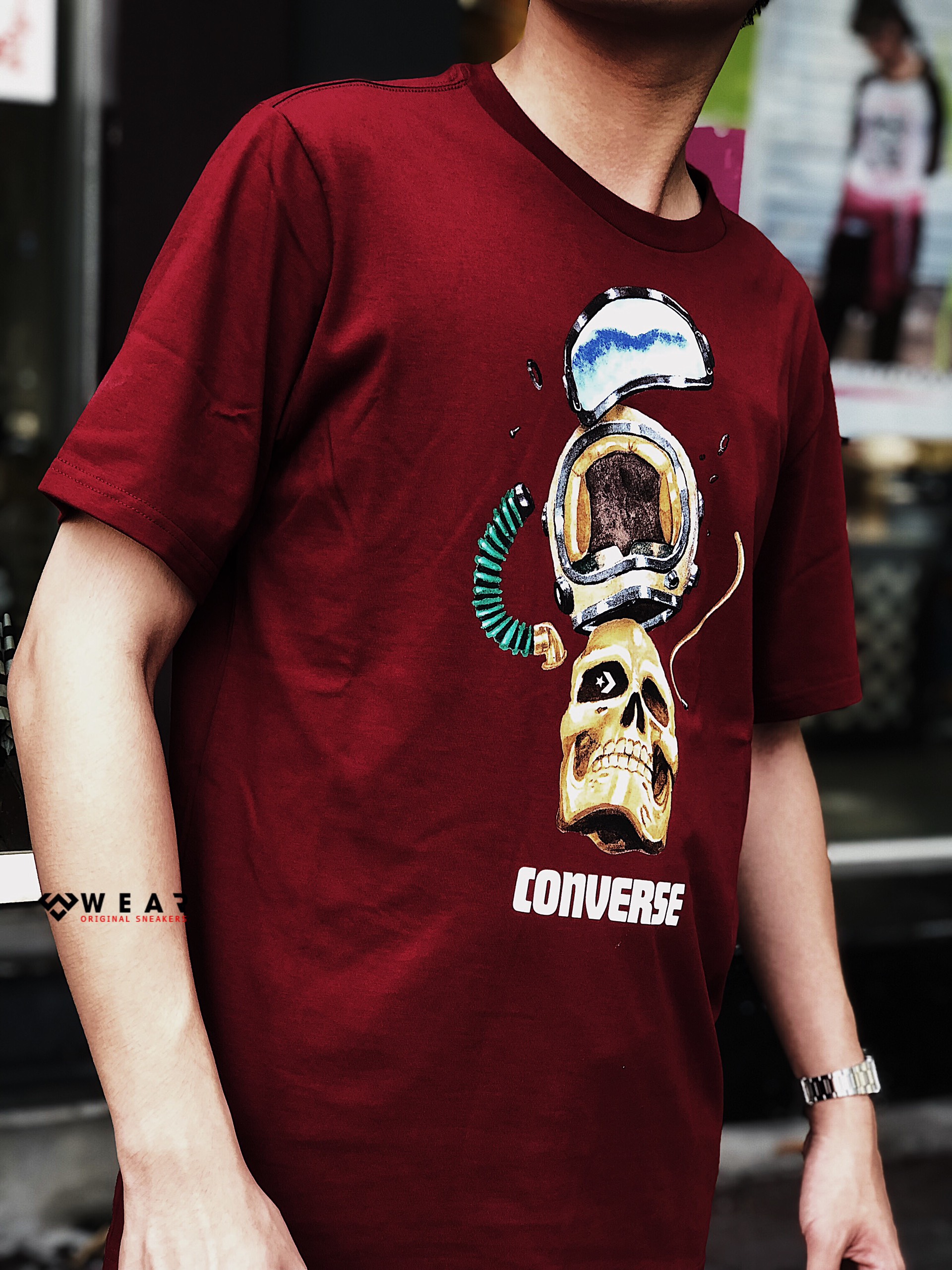 Áo Converse Skull Helmet Tee - Enamel Red - 10017416608