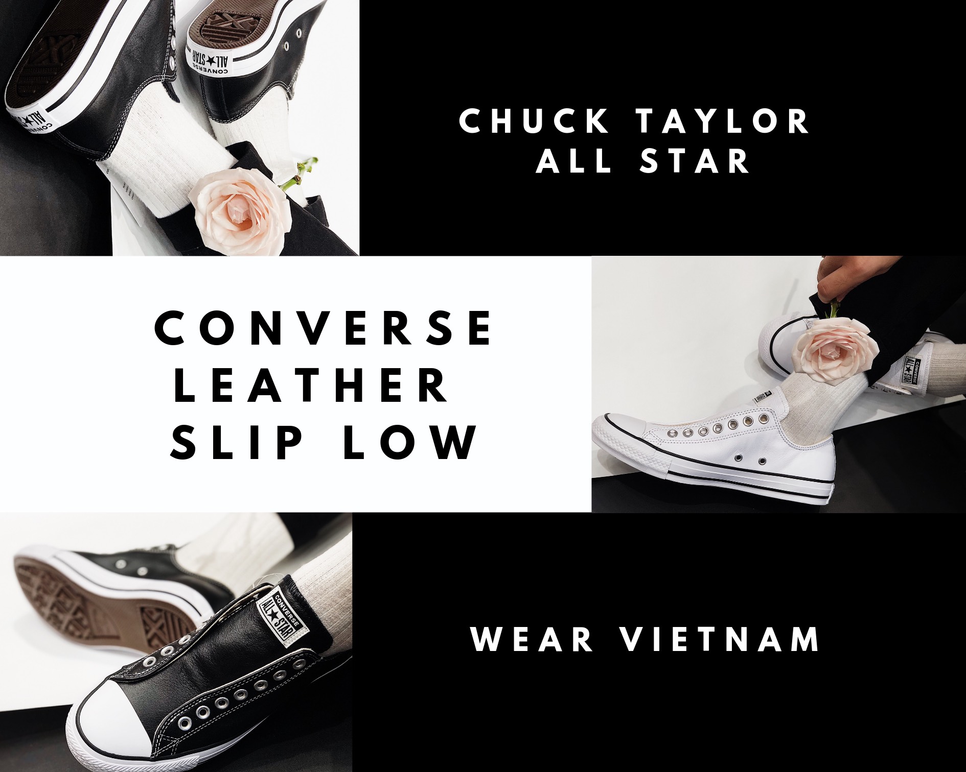 Giày Converse Chuck Taylor All Star Leather Slip White - Low - 164975C