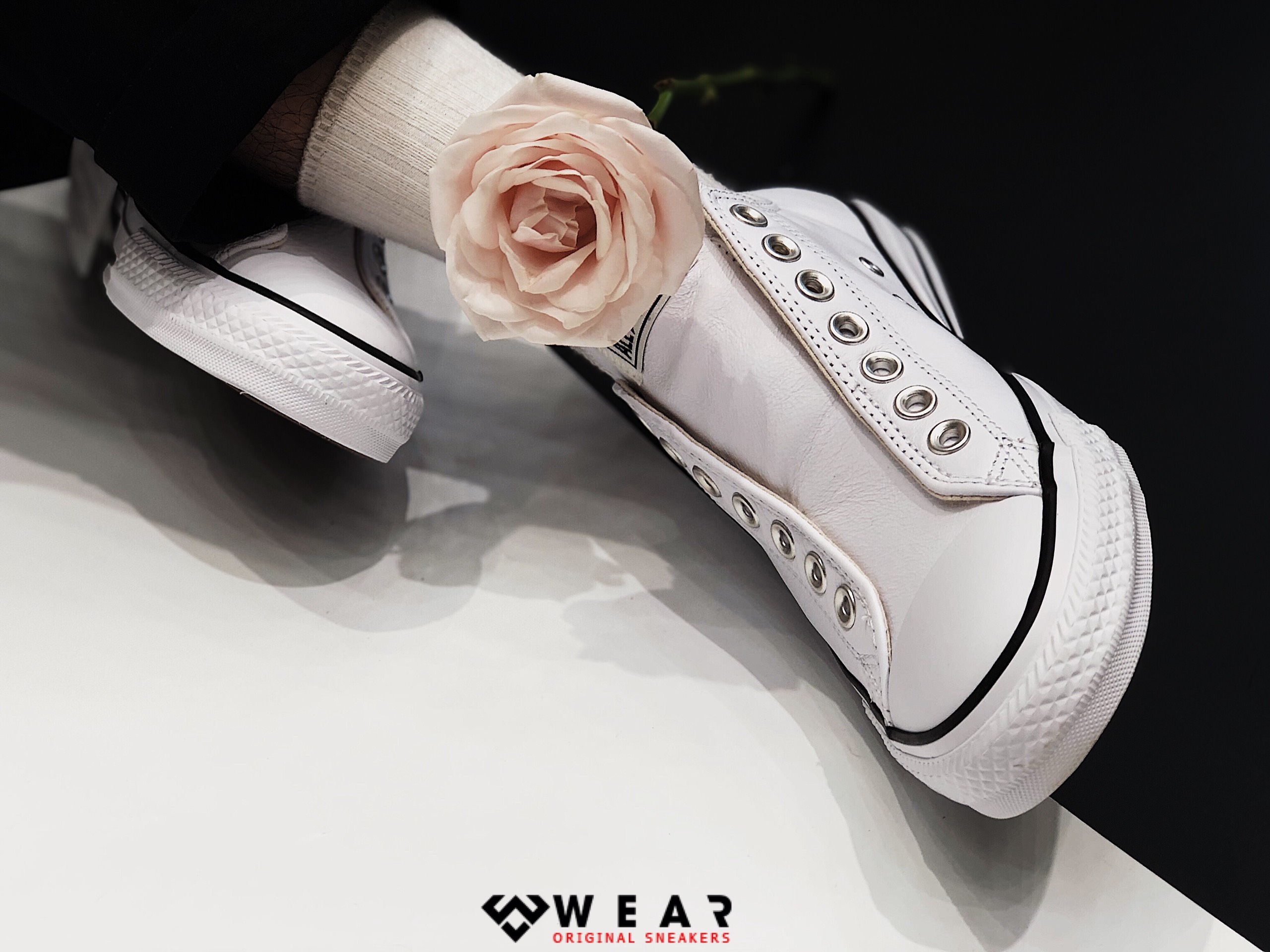 Giày Converse Chuck Taylor All Star Leather Slip White - Low - 164975C