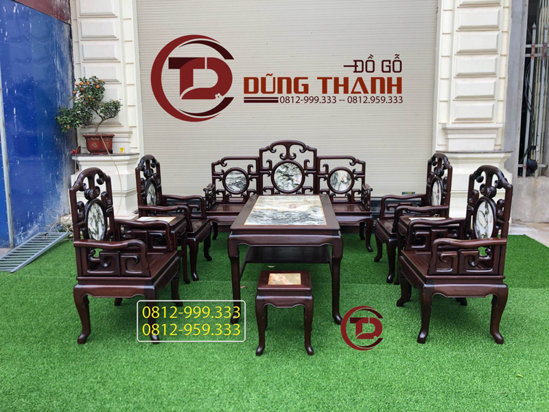 bộ bàn ghế trường kỷ móc mỏ 9 món