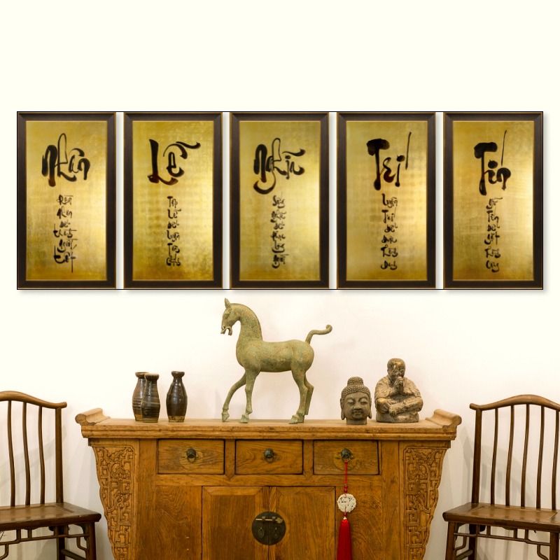 Tranh thờ An- Nhân - Lễ - Nghĩa - Trí - Tín