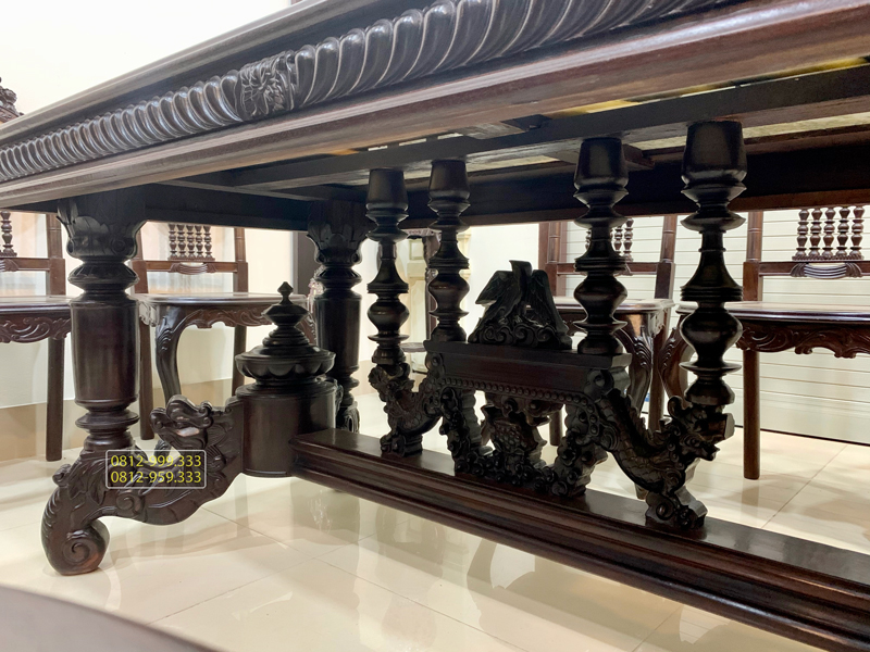 bộ bàn ăn gỗ gụ 8 ghế