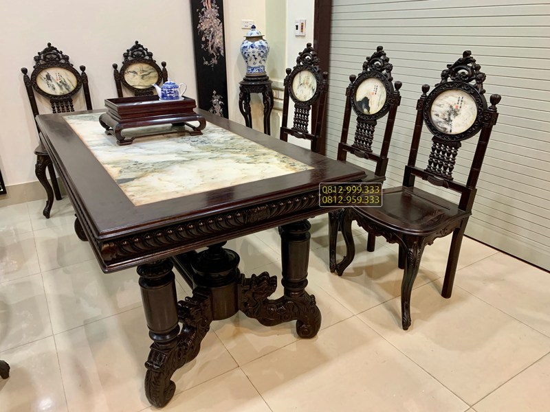 bộ bàn ăn gỗ gụ 8 ghế