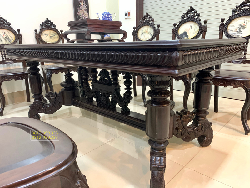 bộ bàn ăn gỗ gụ 8 ghế
