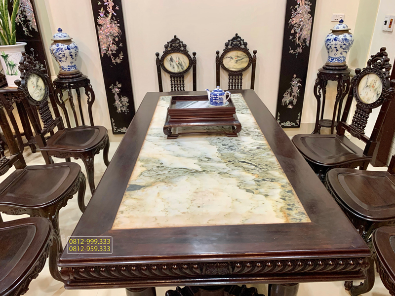 bộ bàn ăn gỗ gụ 8 ghế