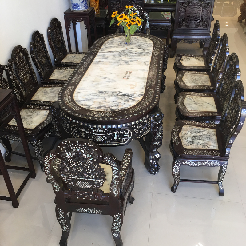 bộ bàn ăn cẩn ốc