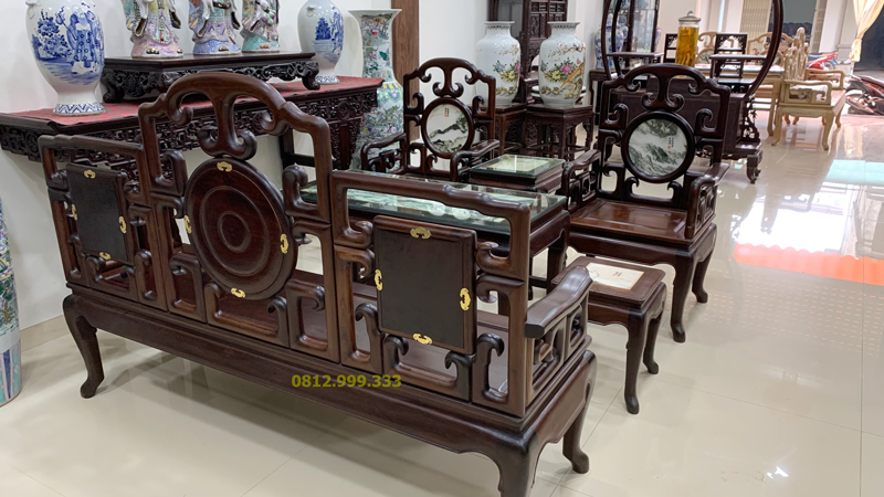 Bộ ghế móc 6 món gỗ gụ