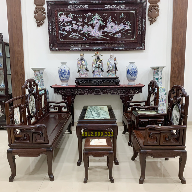 Bộ ghế móc 6 món gỗ gụ