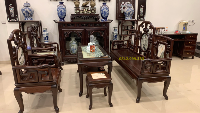 Bộ ghế móc 6 món gỗ gụ