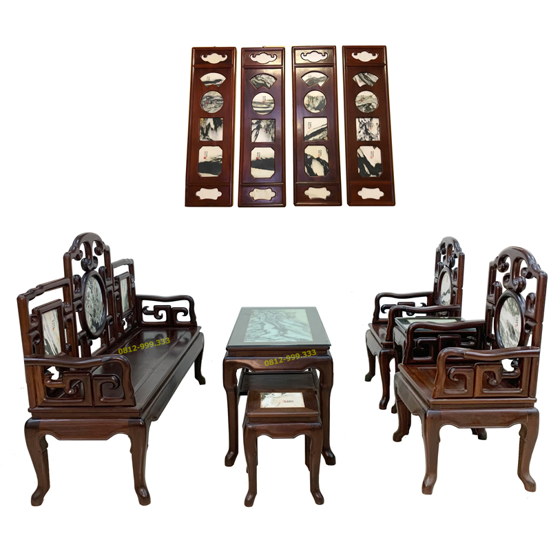 Bộ ghế móc 6 món gỗ gụ