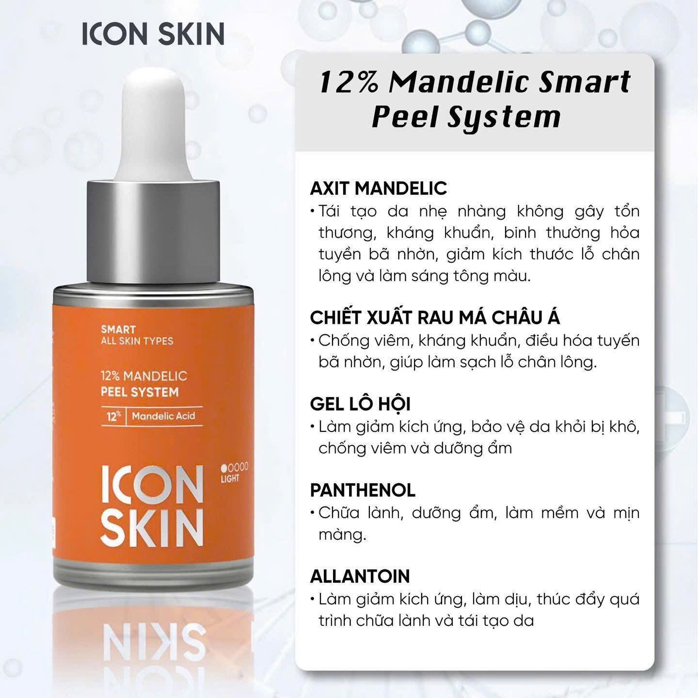 Peel da căng bóng Icon Skin 12% Mandelic Smart Peel System