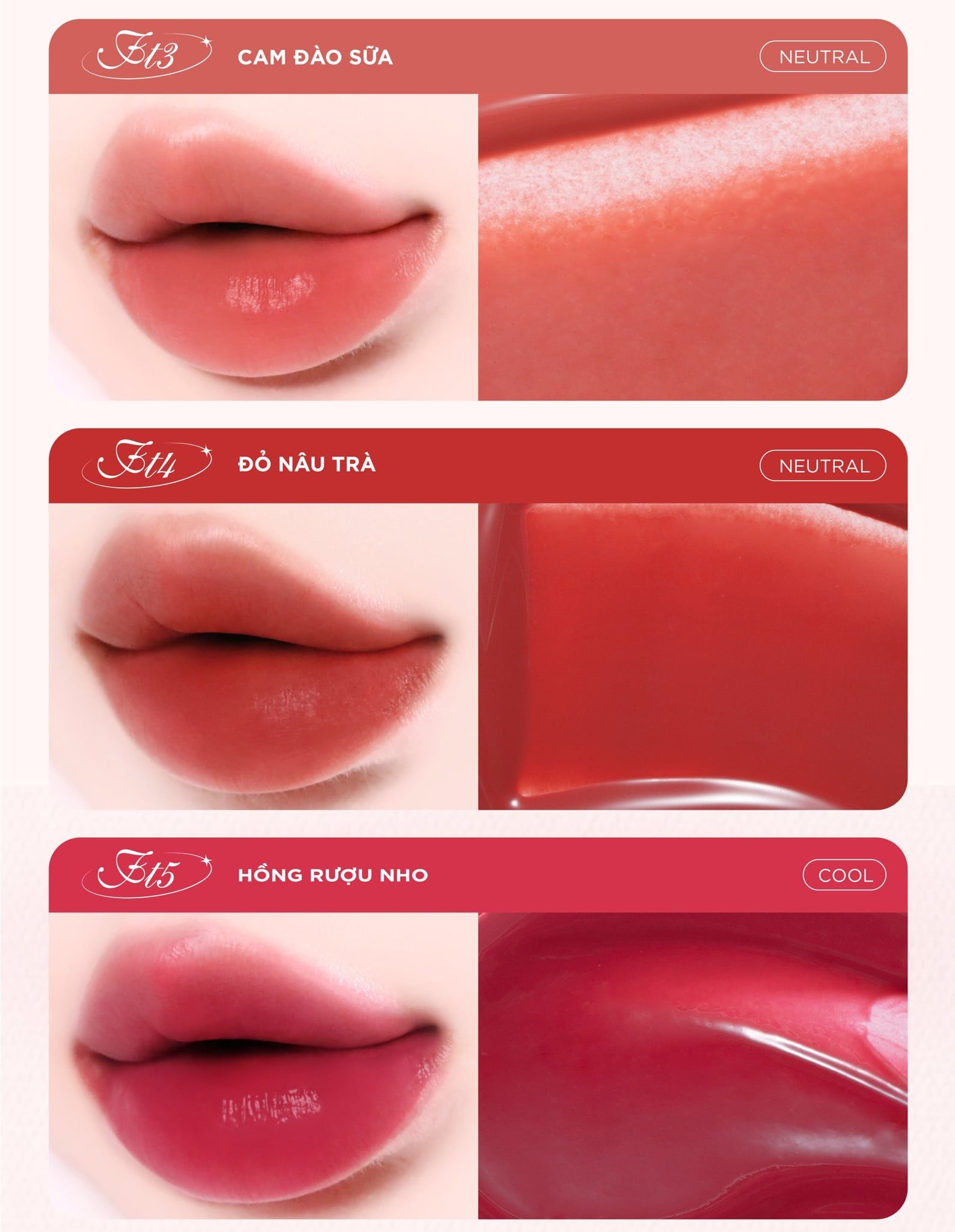 Bảng màu của Son Merzy Water Fit Blur Tint