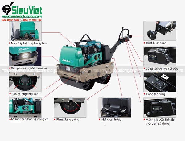 Các bộ phận chính trên máy lu dắt tay Mikasa