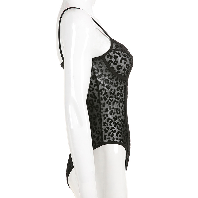Bodysuit 2 dây da báo