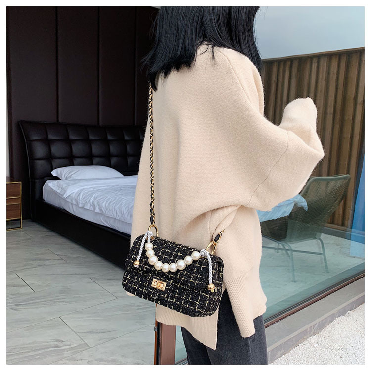 Túi xách ngọc trai vải nhũ dáng chữ nhật