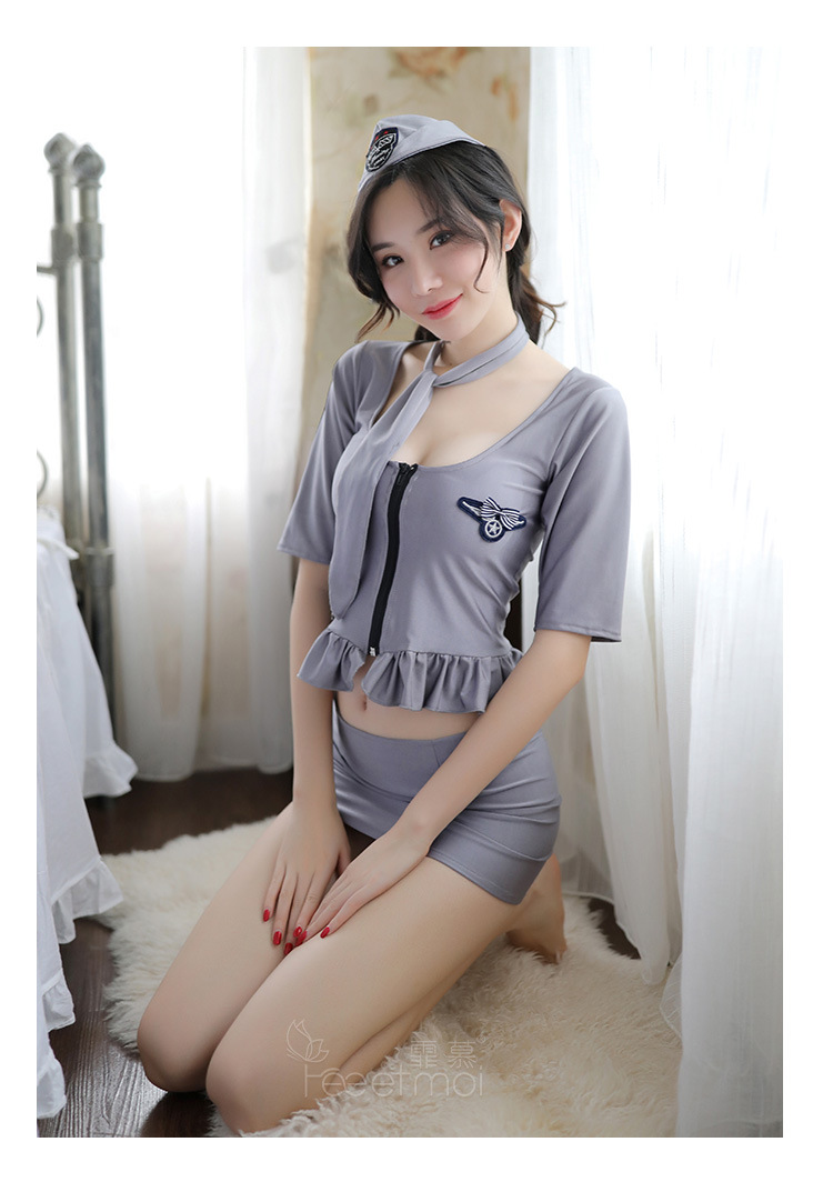 Set ngủ Cosplay tiếp viên xám