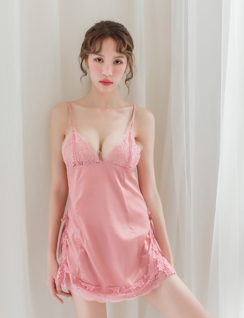 Váy ngủ lụa 2 dây trơn màng ngực quyến rũ