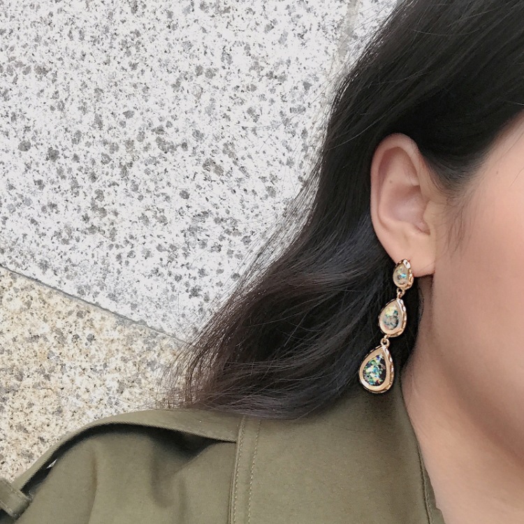 Khuyên tai 3 giọt nước nhũ