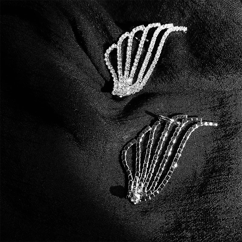 Khuyên tai bạc đính đá hình cánh chim ốc