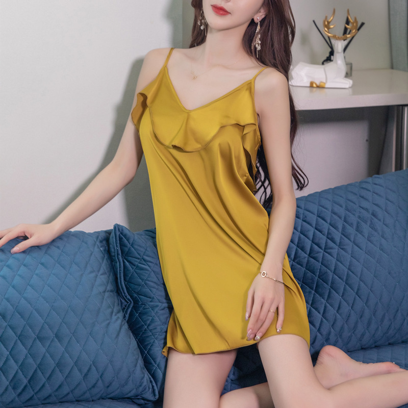 Váy ngủ cổ vịt trơn nhiều màu