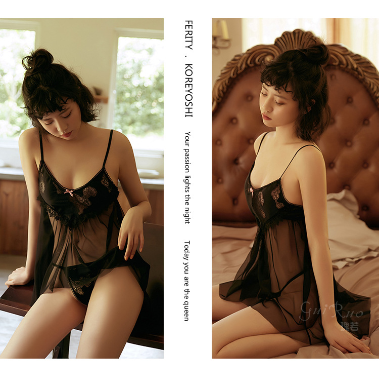 Váy ngủ 2 dây ren ngực nơ