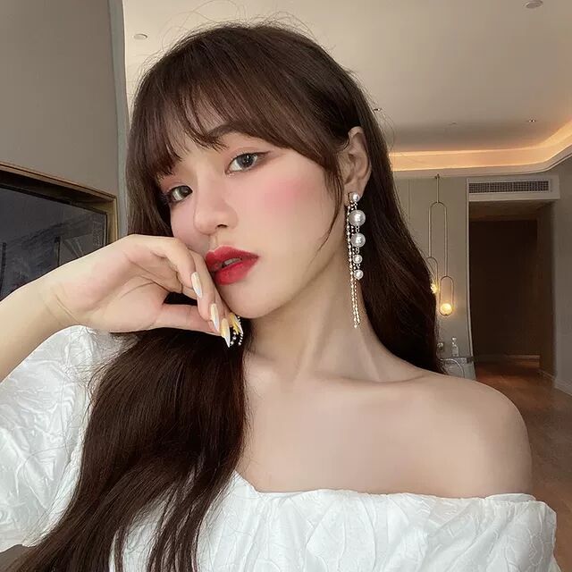 Khuyên tai bạc dài ngọc trai