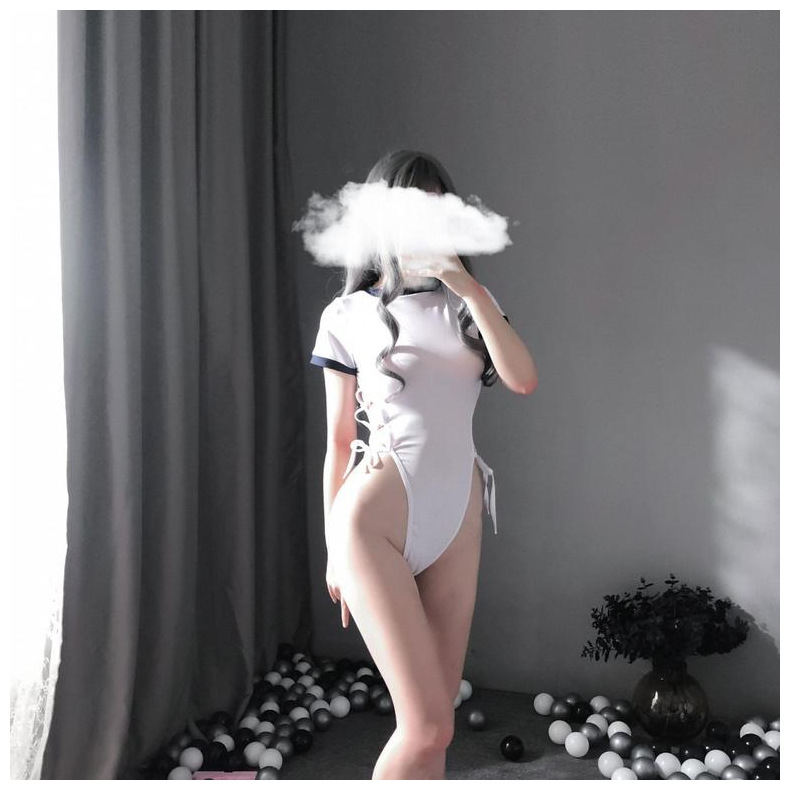 Bodysuit cộc tay dây đan hông sexy