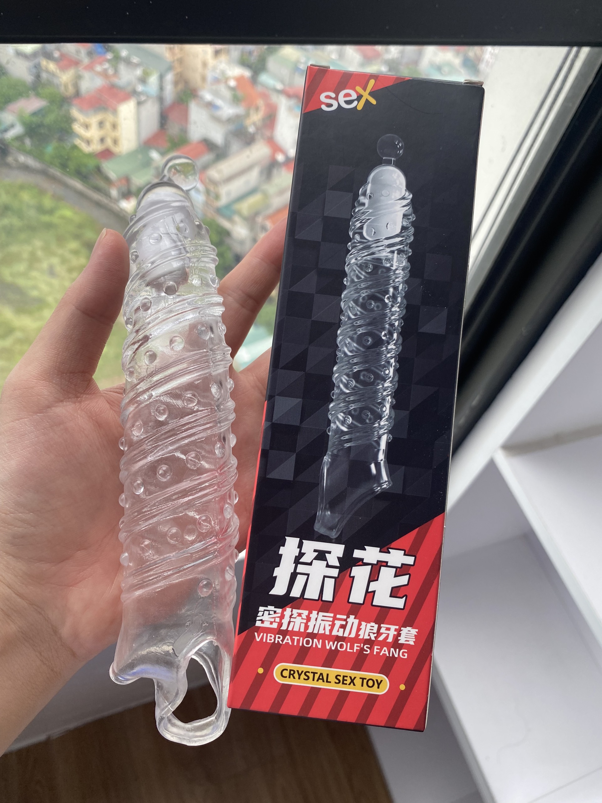 Bao cao su đôn dên rung phần đầu khấc Crystal Sex Toy