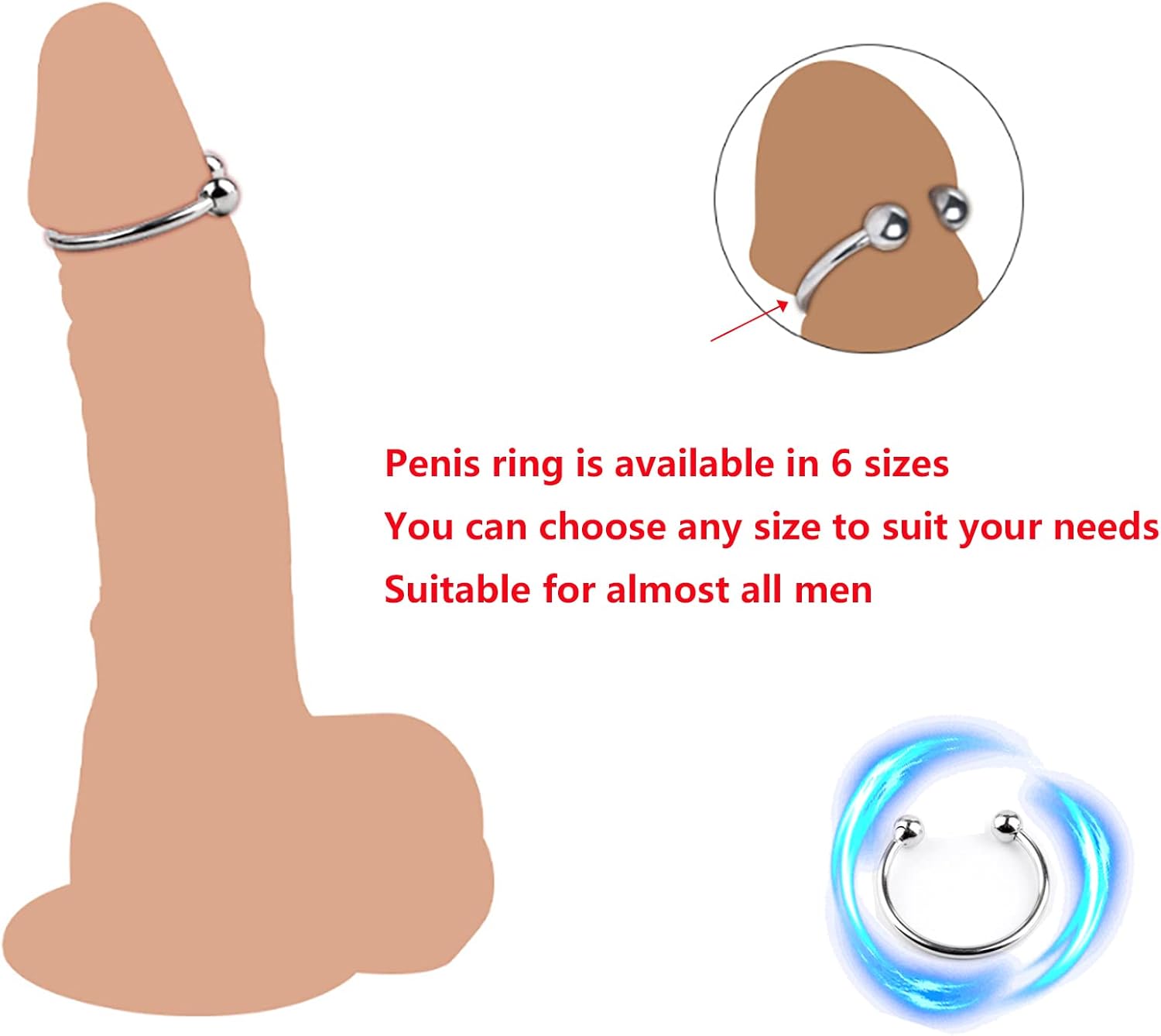 Vòng đeo dương vật Inox 2 bi