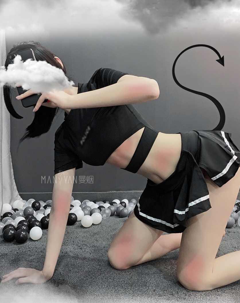 Đồ ngủ Cosplay Police đen áo và chân váy