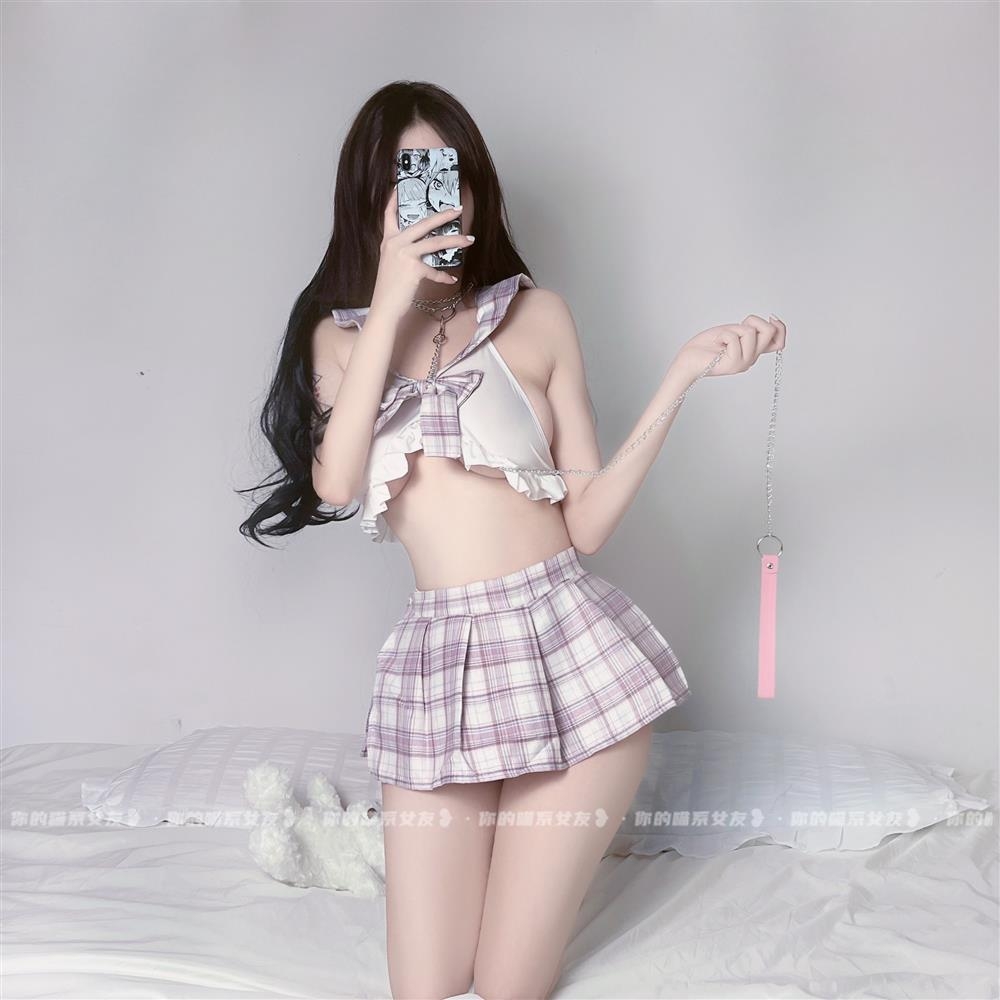 Đồ ngủ Cosplay học sinh chân váy kẻ caro áo lót