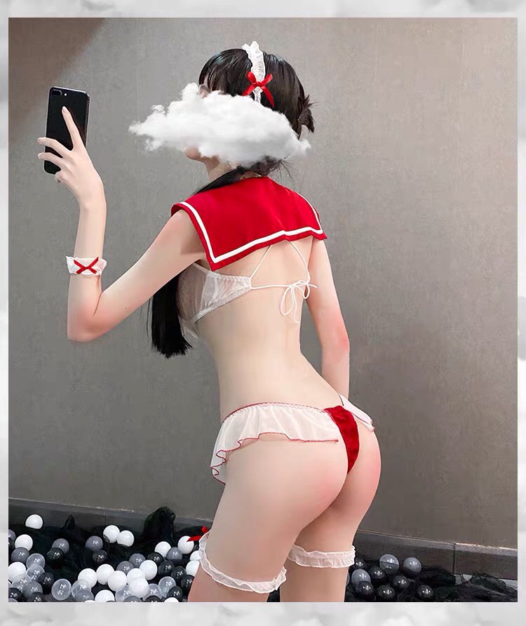 Đồ ngủ Cosplay học sinh 2 mảnh đính nơ phía trước